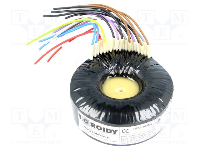 Transformer: toroidal audio; 80VA; 115/115VAC; 280V; 3.2÷3.2V