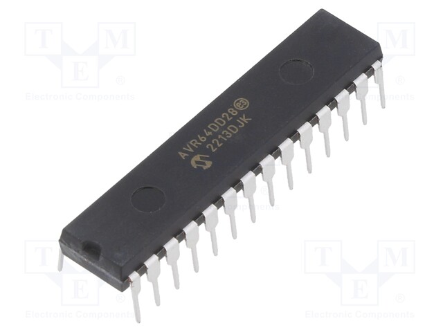 IC: AVR microcontroller; EEPROM: 256B; SRAM: 8kB; Flash: 64kB; SO28