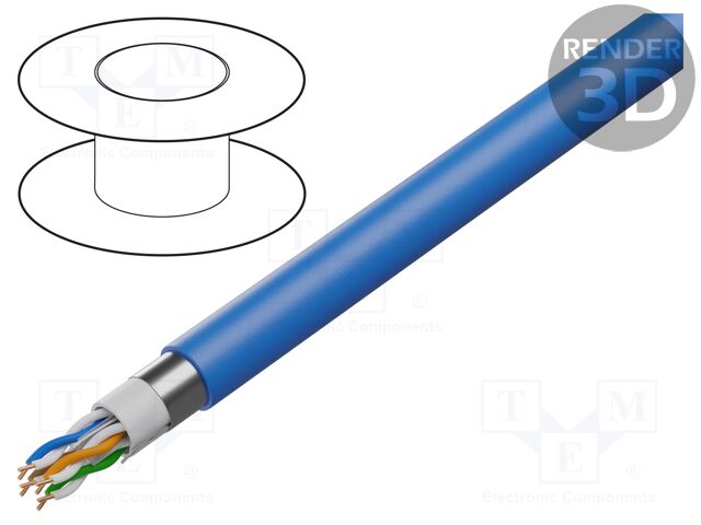 Wire; F/UTP; industrial Ethernet,outdoor; 6; solid; Cu; 4x2x23AWG