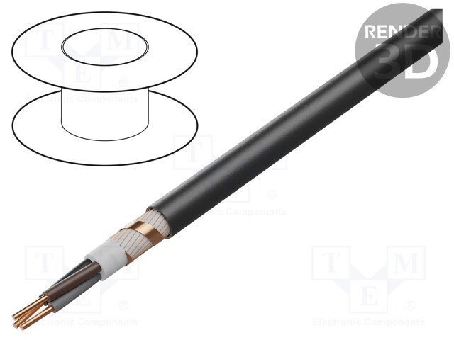 Wire; NYCWY; 4x10mm2; solid; Cu; PVC; black; 600V,1000V; CPR: Eca