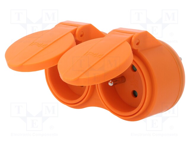 Connector: AC supply; splitter; Layout: 2P+PE; orange; 250VAC; 16A