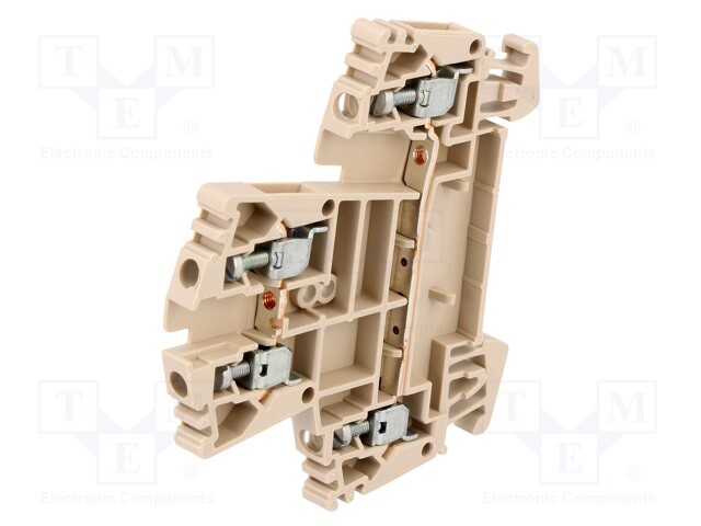 Splice terminal: rail; 2.5mm2; ways: 2; terminals: 4; beige; wemid