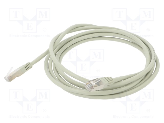 Patch cord; F/UTP; 6; grey; 3m; RJ45 plug,both sides; 26AWG