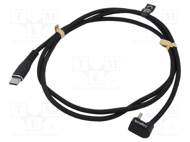 Cable; angular,USB 2.0; USB C plug,both sides; 1m; black; 480Mbps