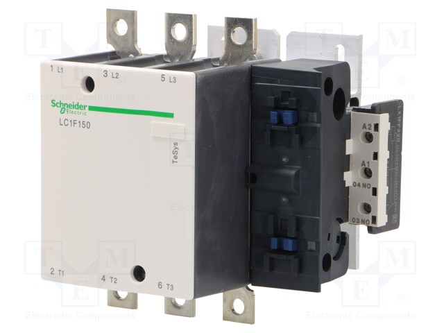 Contactor: 3-pole; NO x3; 220VAC; 150A; DIN; TeSys F; -5÷55°C; 1kV
