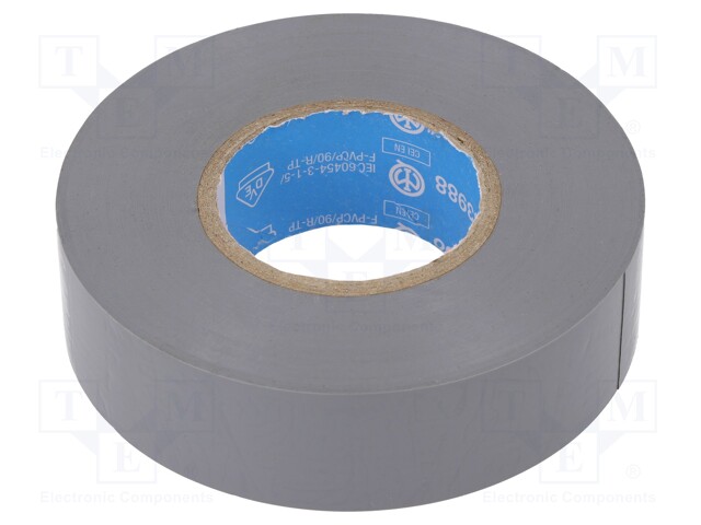 Electrically insulated tape; PVC; W: 19mm; L: 25m; grey