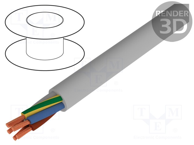 Wire; stranded; Cu; JB-750; 5G2,5mm2; unshielded; grey; PVC