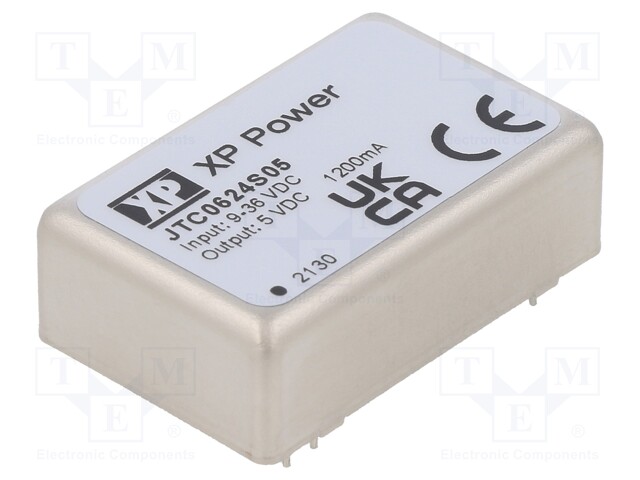 Isolated Board Mount DC/DC Converter, 4:1 Input, ITE, 1 Output, 6 W, 5 V, 1.2 A