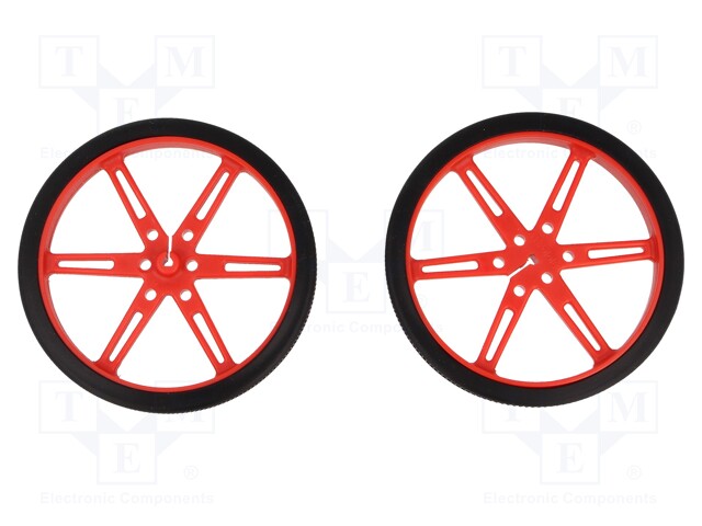 Wheel; red; Shaft: D spring; Pcs: 2; push-in; Ø: 80mm; Shaft dia: 3mm