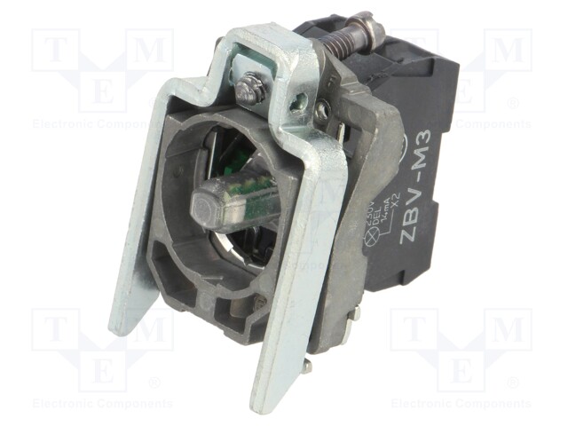 Contact Block, w/ Green LED, Screw, 1 Pole, 6 A, 120 V, Schneider Harmony XB4 Series Actuators