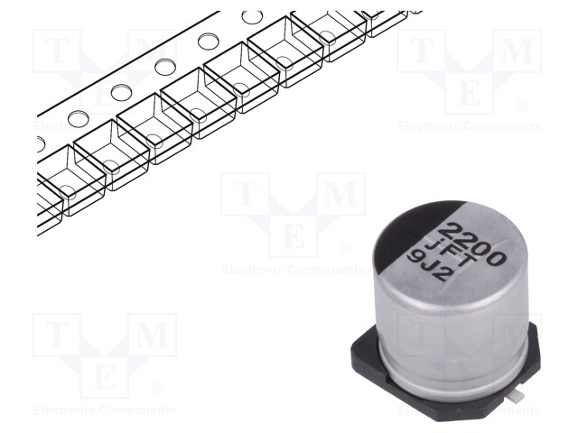 Capacitor: electrolytic; low impedance; 2200uF; 6.3VDC; Case: G