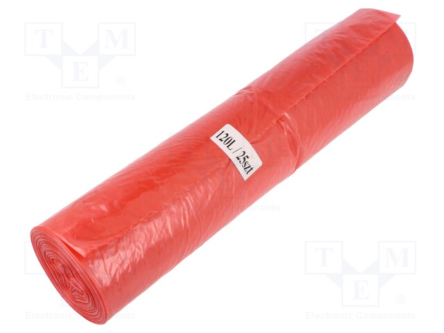 Trash bags; LDPE; Colour: red; 25pcs; 120l