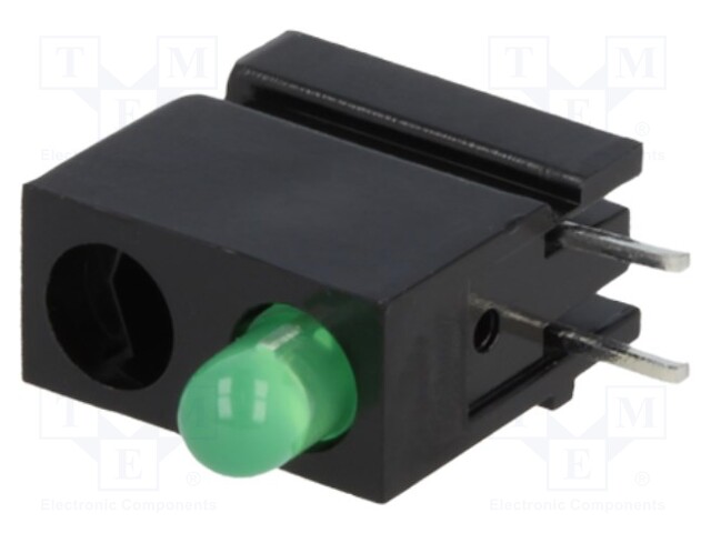 LED; in housing; green; 3mm; No.of diodes: 1; 20mA; 40°; 10÷20mcd