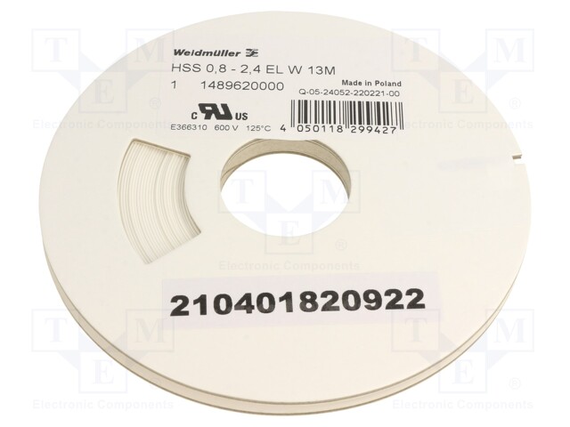 Heat shrink sleeve; polyolefine; white; Temp: -55÷135°C; L: 13m