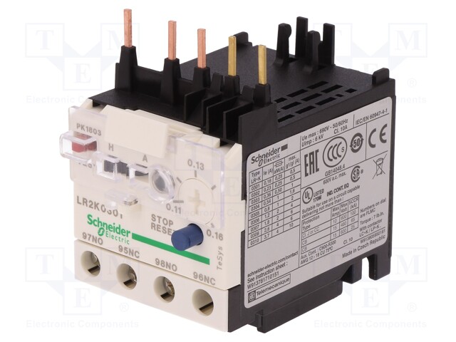 Thermal relay; Series: TeSys K; Auxiliary contacts: NO + NC