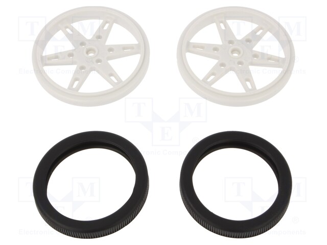 Wheel; white; Shaft: knurled; Pcs: 2; push-in,screw; Ø: 60mm; W: 8mm