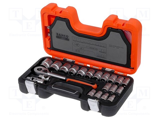 Key set; hex socket; Chrom-vanadium steel; Pcs: 24; Mounting: 1/2"