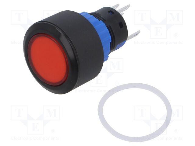 Switch: push-button; Pos: 2; SPDT; 0.5A/220VAC; 1A/24VDC; ON-(ON)