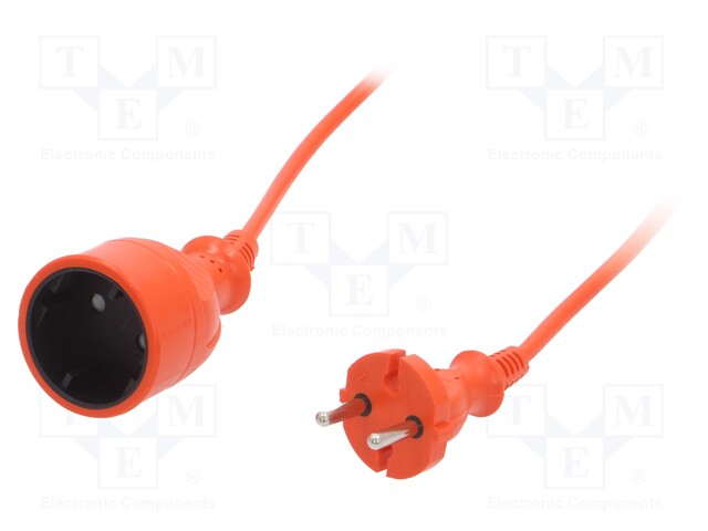 Extension lead; Sockets: 1; PVC; orange; 2x1mm2; 40m; 10A
