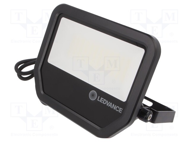 Lamp: LED flood light; 4000K; IP65; Body: black; 50W; Len: 1m; 230VAC