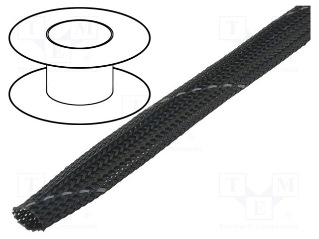 Braid; polyester; 11÷17,nom.12mm; dark grey; Package: 50m