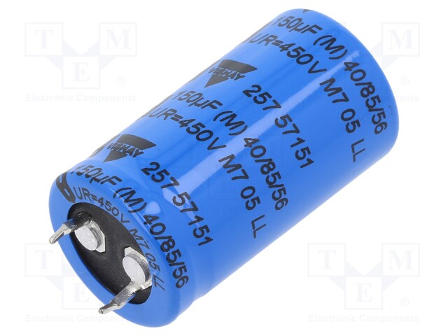 Capacitor: electrolytic; SNAP-IN; 150uF; 450VDC; Ø22x40mm; ±20%