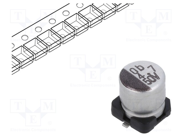 SMD Aluminium Electrolytic Capacitor, Radial Can - SMD, 4.7 µF, 50 V, 6 ohm, 153 CRV Series
