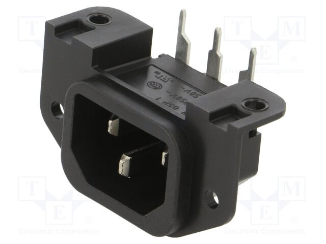 Connector: AC supply; socket; male; 10A; 250VAC; IEC 60320; C14 (E)