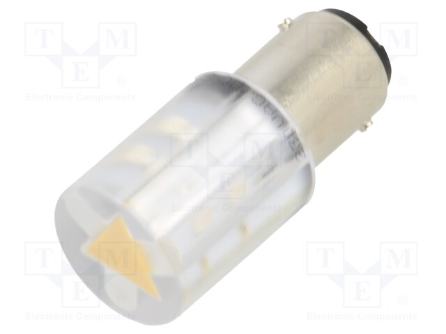 Indicator: LED; BA15D,T20; yellow; plastic; 230VAC; 230VDC