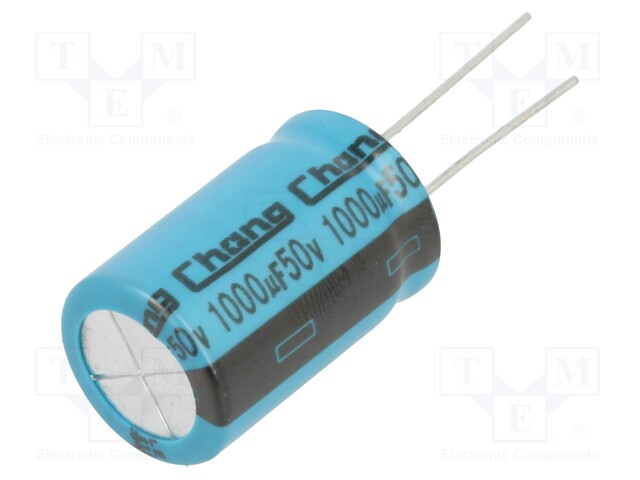 Capacitor: electrolytic; THT; 1000uF; 50VDC; Ø16x25mm; Pitch: 7.5mm