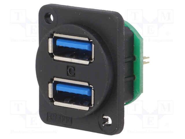Socket; USB A; for panel mounting,plain screw hole,screw