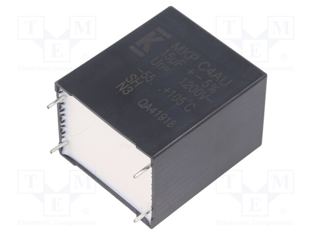 Capacitor: polypropylene; DC-Link; 15uF; ESR: 3.7mΩ; THT; ±5%; 22.8A