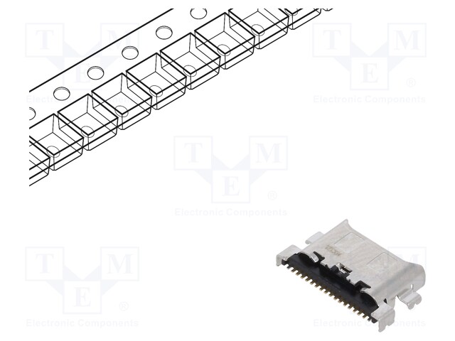 Socket; USB C; CX; on PCBs; SMT; PIN: 16; horizontal; USB 3.0