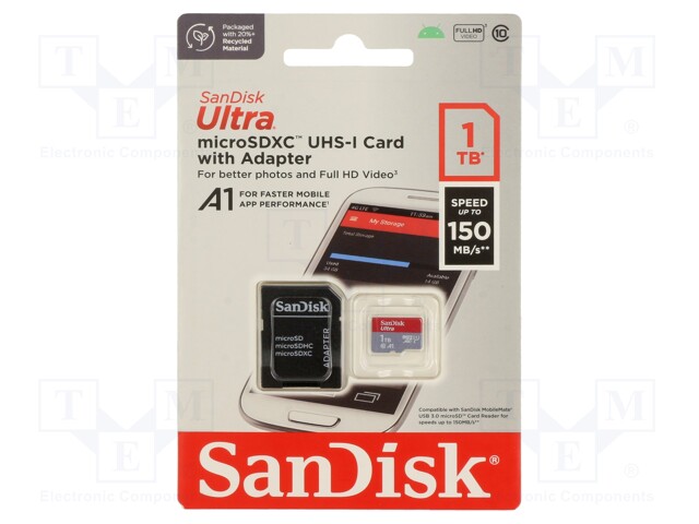 Memory card; Android; microSDXC; 1TB; R: 150MB/s; Class 10 UHS U1