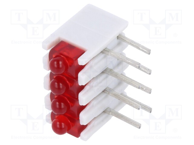 LED; in housing; red; No.of diodes: 4; 20mA; Lens: diffused,red; 38°