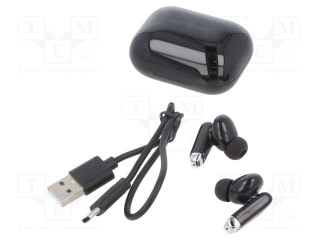 Bluetooth headphones with microphone; black; USB C; 10m; 40mAh