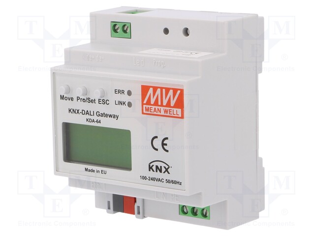 Converter KNX-DALI; IP20; 110÷240VAC; 155÷339VDC; 86x70x55mm; DIN