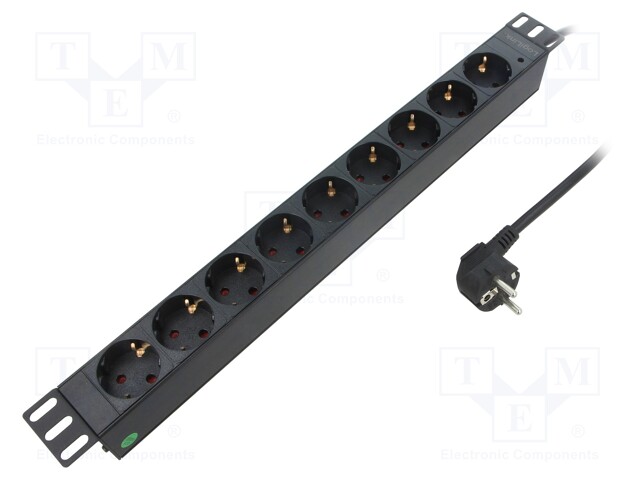 Plug socket strip: protective; Sockets: 9; 250VAC; 16A; 2m