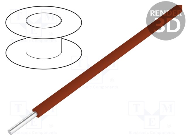 Wire; UL1007,UL1569; solid; Cu; 20AWG; brown; 30,5m; PVC; 300V