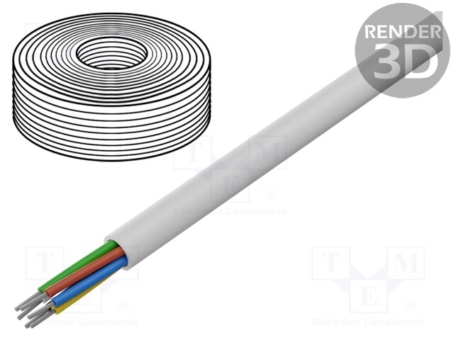 Wire; SCYY; round; stranded; Cu,tinned; 8x0,22mm2; PVC; white; 150V