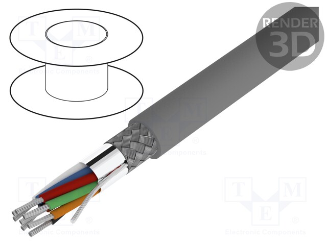 Wire; UL AWM 2095; 3x22AWG; braid made of copper wires; PVC; 300V