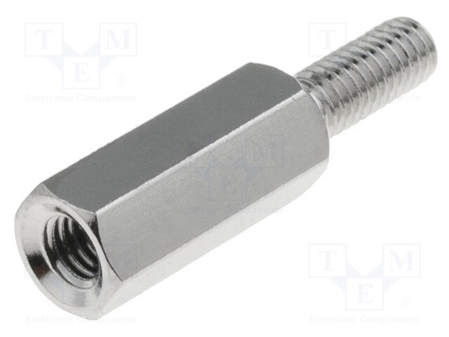 Screwed spacer sleeve; Int.thread: M3; 20mm; Ext.thread: M3; brass