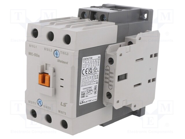 Contactor: 3-pole; NO x3; Auxiliary contacts: NO + NC; 42VAC; 50A
