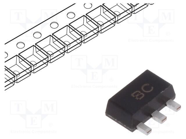 Transistor: NPN; bipolar; 45V; 1A; 1W; SOT89