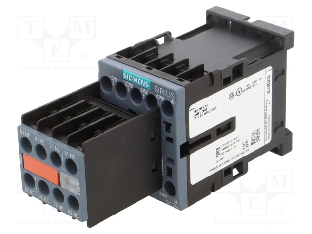 Relay Contactor, 3RH2 Series, 4PST-NO, 4PST-NC, 8P, 24 VDC, Screw