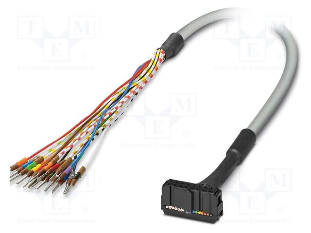 Ribbon cable with IDC connectors; IDC/FLK 16pin,wires; 3m