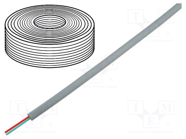 Wire: telecommunication cable; stranded; 2x28AWG; silver; 100m