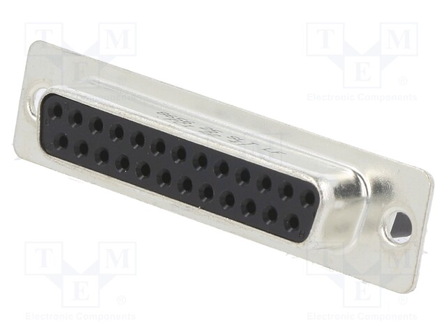 D Sub Connector Housing, 25 Ways, D Sub, DB, FCI 8656 Series Crimp D Subs, Receptacle, Metal Body