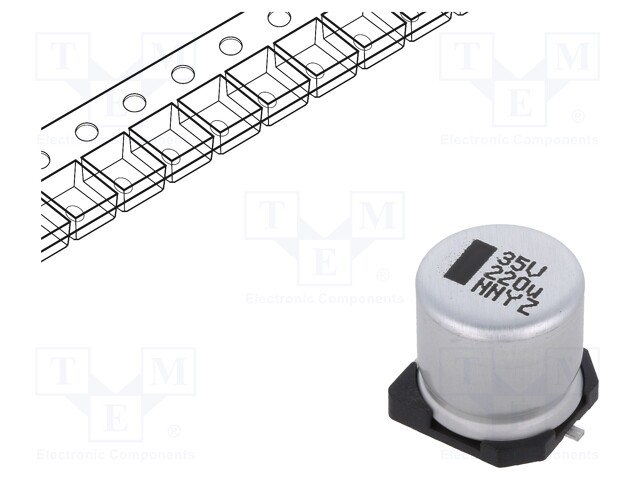 SMD Aluminium Electrolytic Capacitor, Radial Can - SMD, 220 µF, 35 V, 150 CRZ Series