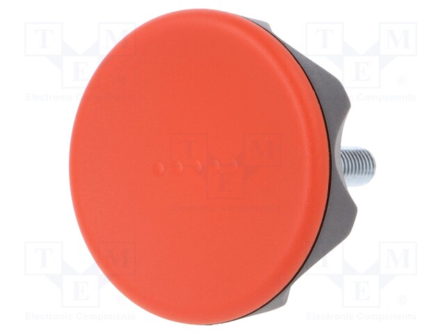 Knob; Dia: 70mm; M12; 40mm; technopolymer (PA); black; Cap: red